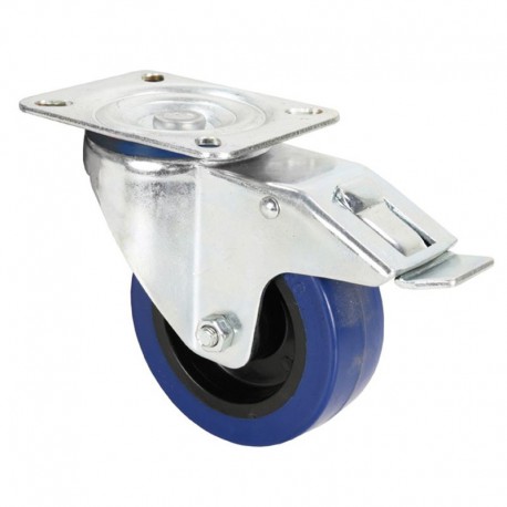 RUEDA 100 mm AZUL CON FRENO