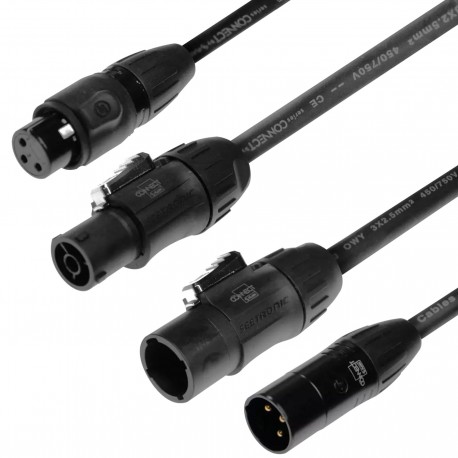 CABLE COMBO POWER-DATA XLR3 1,5m - Hybrid power and data cable combining TrueCON power and 3-pin XLR DMX in a single line